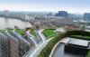 Terraced roof gardens with lawn and small swimming pools